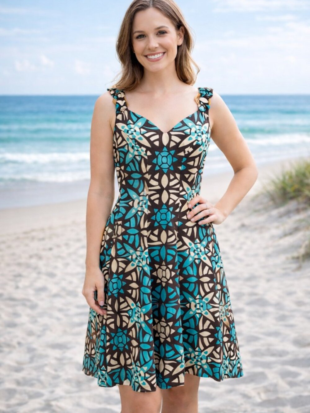 Nine West Graphic Print Sleeveless dress Sz 8